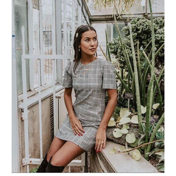 Zara Cute Gingham Plaid Shift Dress Short Sleeve Small Black and White Small - Picture 2 of 10